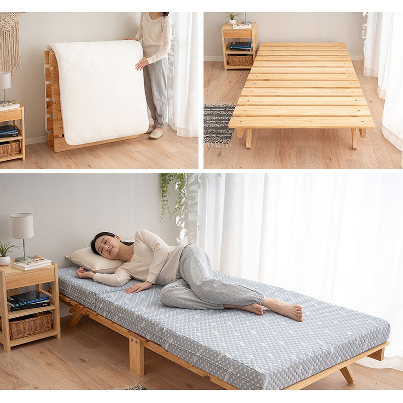 OSMOS 折りたたみベッド シングルサイズ 天然木 すのこ ベッド 調湿 高通気 湿気対策 カビ対策