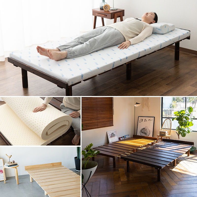 天然木すのこベッド 天然ラテックスマットレス 2点セット シングルサイズ