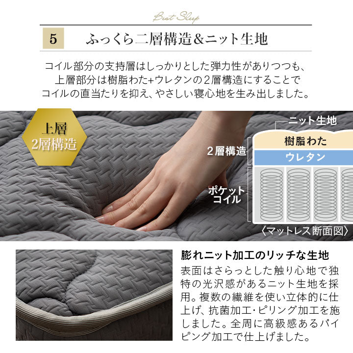 天然木すのこベッド ポケットコイルマットレス 2点セット シングルサイズ ( KAN SUNOKO BED / EMOOR GRAND POCKET COIL MATTRESS )