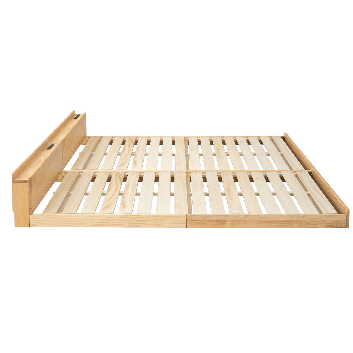 ファミリーベッドフレーム ファミリーサイズ 連結可能 すのこベッド ローベッド ベッドフレーム 木製 ヘッドボード付き 宮付き コンセント付き