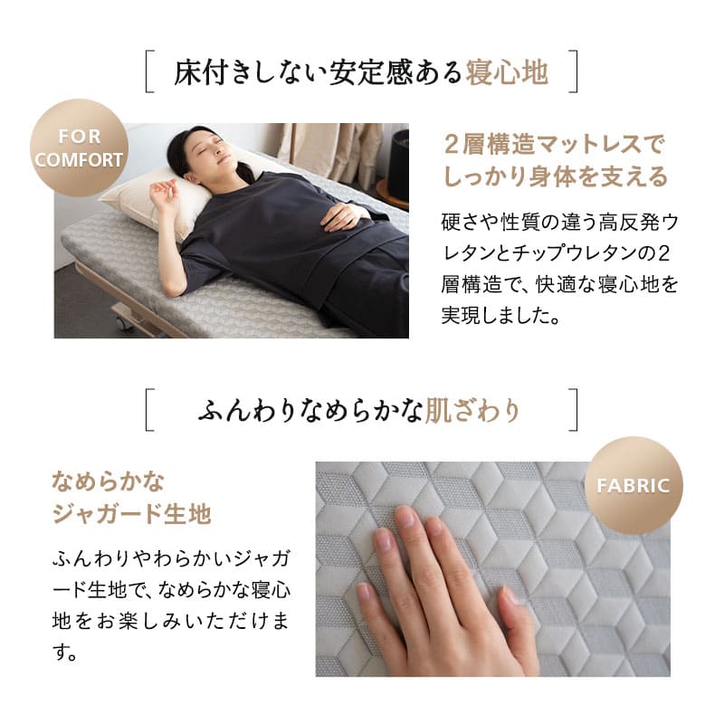 超軽量折りたたみベッド 「プラウド」 シングルサイズ 組立不要 背もたれ5段階リクライニング 指はさみ防止パーツ付き キャスター付き ショールーム体験可