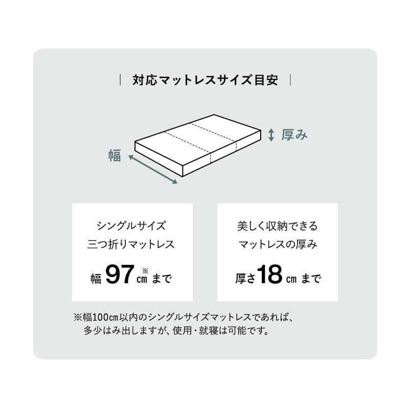三つ折りマットレス専用 折りたたみベッド FARBLE シングルサイズ すのこベッド 軽量 頑丈 静音 コンパクト 省スペース 指はさみ防止パーツ付き キャスター付き ベッド下収納 ファーブル ショールーム体験可