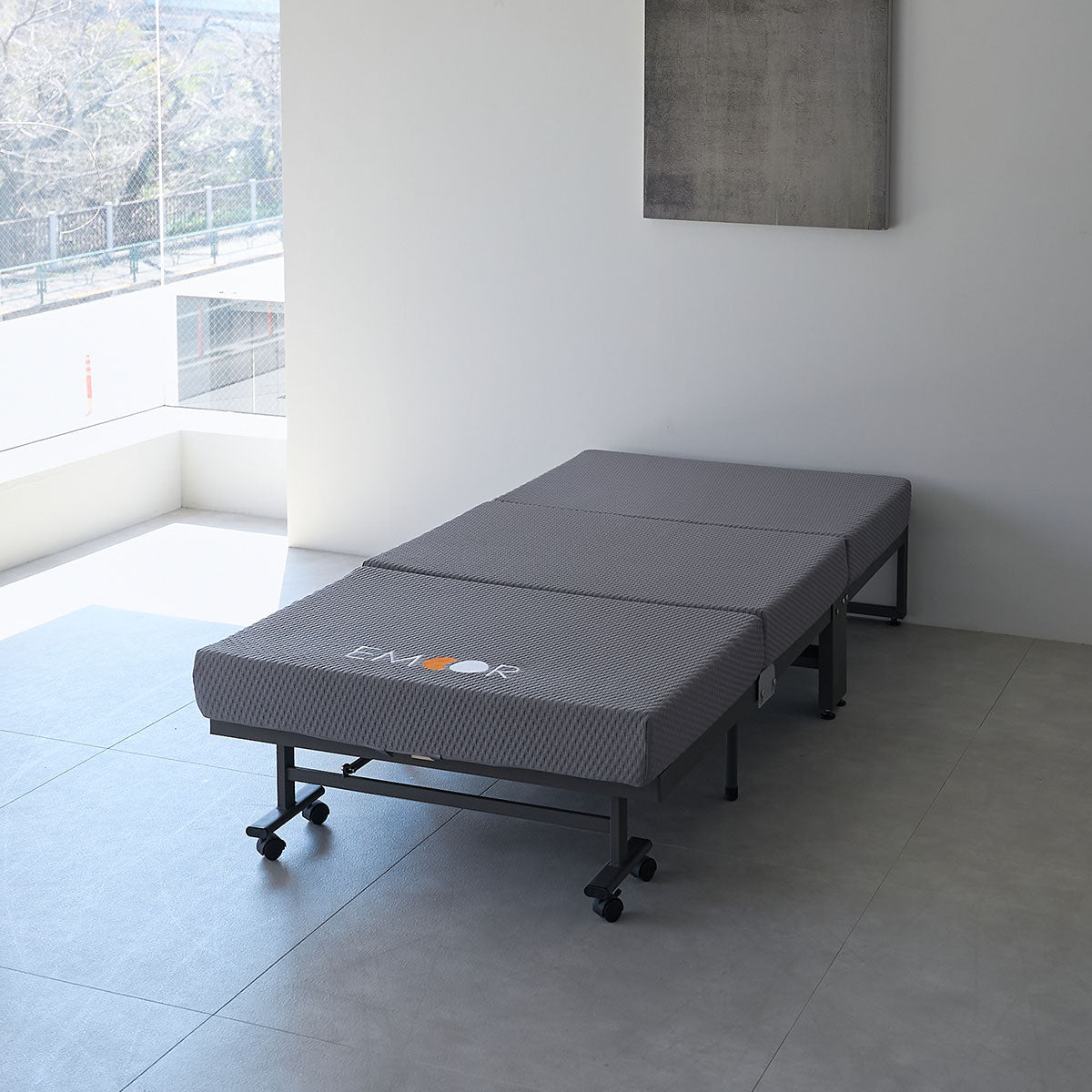 折りたたみベッド FARBLE 3つ折りマットレス 2点セット シングルサイズ 軽量 頑丈 静音 コンパクト 指はさみ防止パーツ付き キャスター付き ベッド下収納 すのこベッド ベッドフレーム 折りたたみマットレス 三つ折り マットレス 狭小住宅 来客用