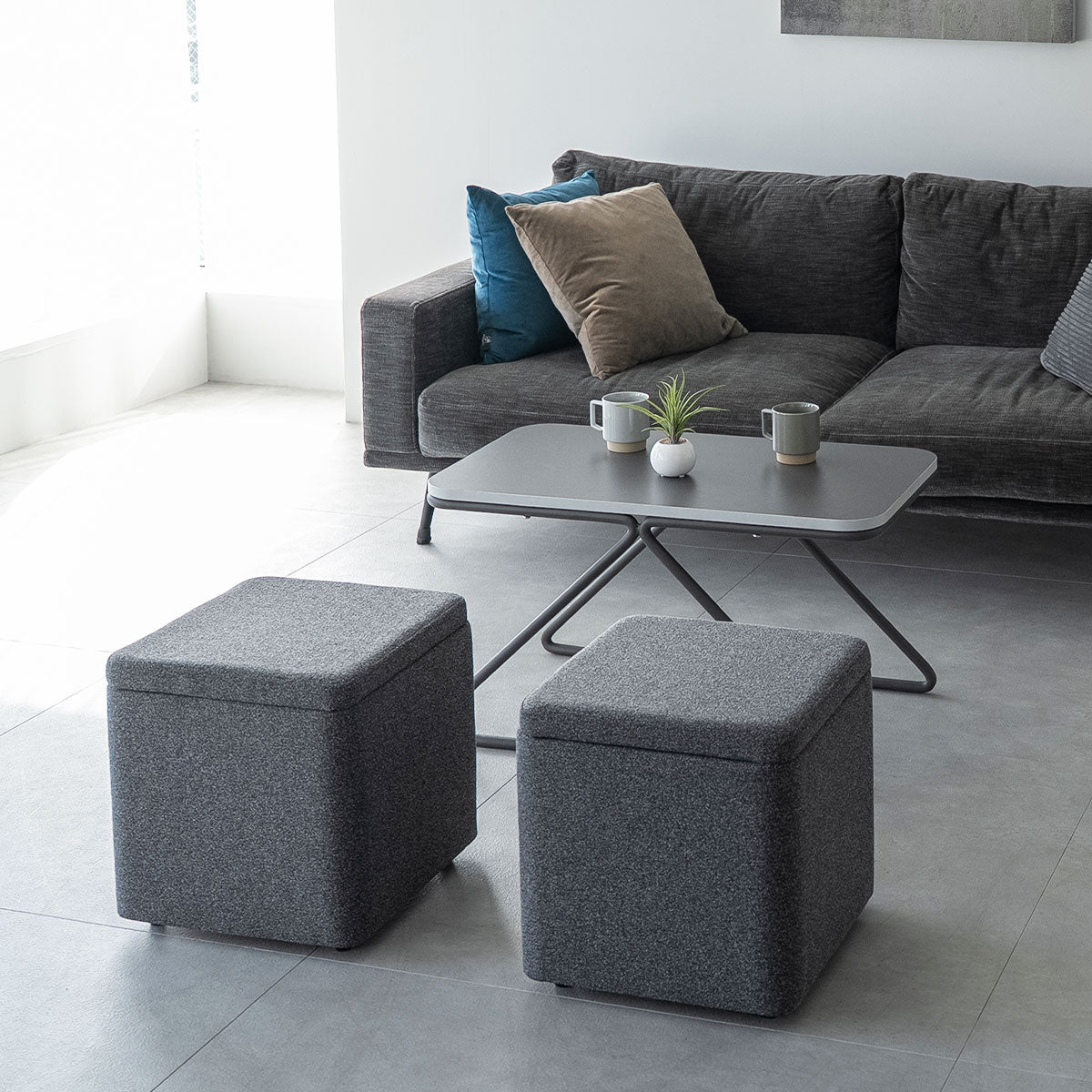 テーブル&スツール テーブルセット STINA 幅80cm 角型 長方形 完成品 軽量 コンパクト ソファテーブル カフェテーブル サイドテーブル 椅子 チェア 来客用 リビング ダイニング 寝室 オフィス カフェ ホーム 施設