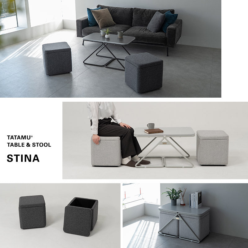 テーブル&スツール テーブルセット STINA 幅80cm 角型 長方形 完成品 軽量 コンパクト ソファテーブル カフェテーブル サイドテーブル 椅子 チェア 来客用 リビング ダイニング 寝室 オフィス カフェ ホーム 施設