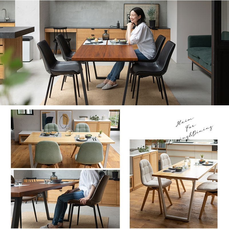 ダイニング5点セット ダイニングセット 幅160cm 長方形 4人掛け 無垢天板 ダイニングテーブル レザー調チェア 回転チェア 食卓用 木目調 合成皮革 ファブリック リビング ダイニング