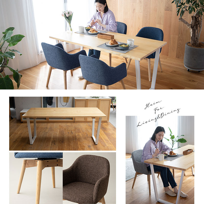 ダイニング5点セット ダイニングセット 幅160cm 長方形 4人掛け 無垢天板 ダイニングテーブル 肘掛け付きチェア 回転チェア 食卓用 木目調 ファブリック リビング ダイニング