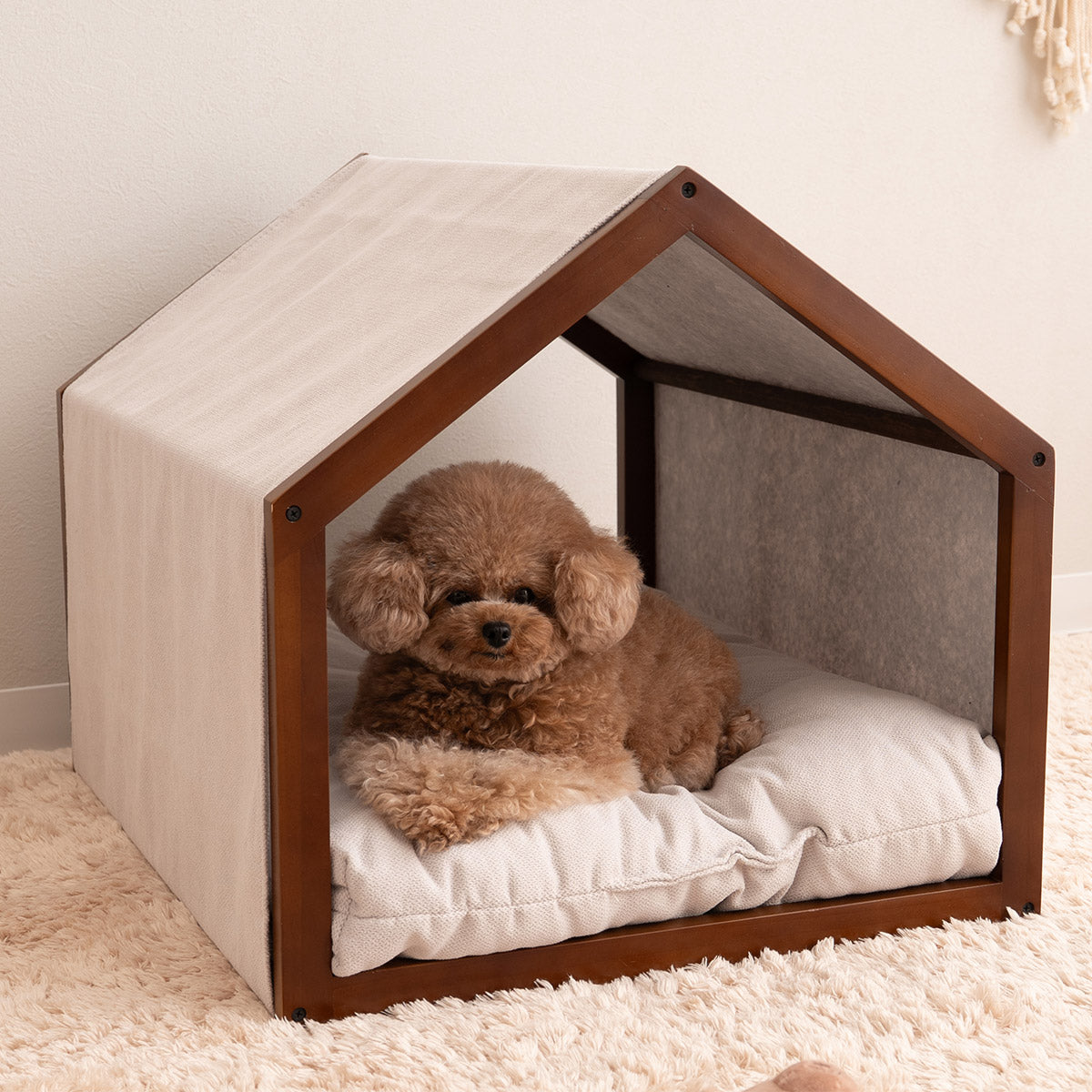 洗えるナチュラルハウス&ベッド 室内用 ペットハウス ペットベッド 超小型犬 小型犬 屋根付き クッション付き 洗える ドッグハウス 犬用ベッド ドッグベッド 犬用 猫用 ペット用 ハウス ベッド 小屋 ドーム テント ペット用品 ねどっこ