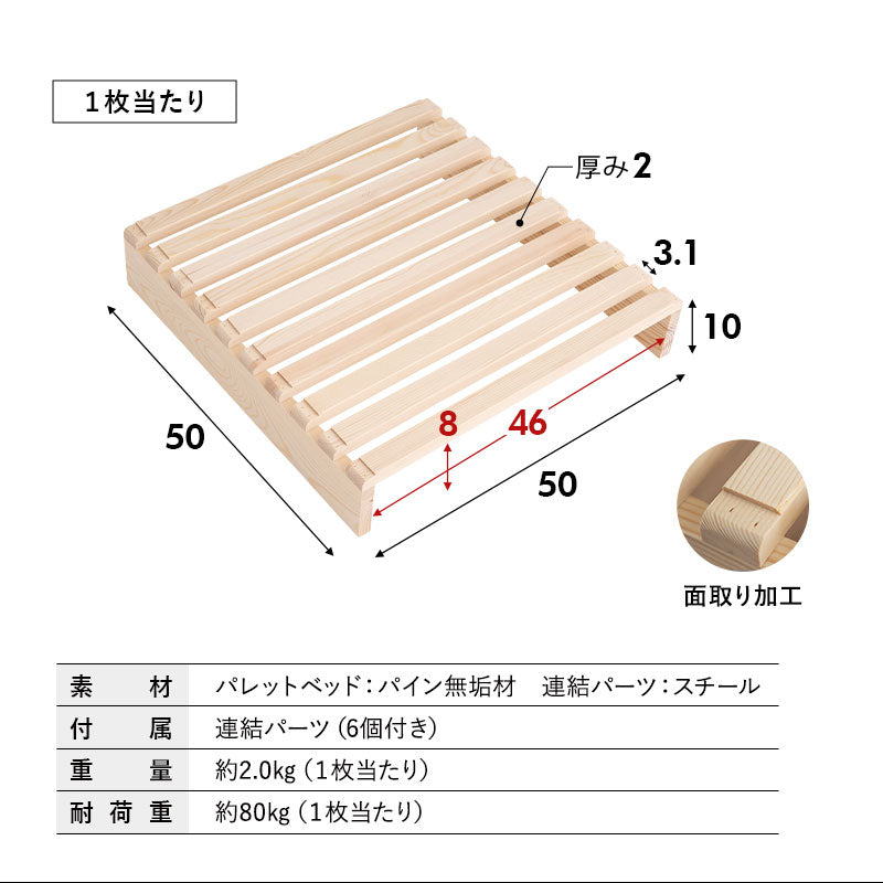 パレットベッド 畳マットレス 2点セット シングルサイズ 連結パーツ付き 分割式 すのこベッド ベッドフレーム ローベッド い草マットレス 折りたたみマットレス 天然木 天然い草 防カビ 消臭 空気洗浄 調湿 吸汗 組み換え自由
