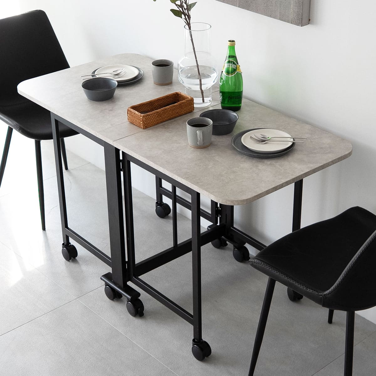 折りたたみテーブル ダイニングテーブル 幅130cm 長方形 完成品 キャスター付き センターテーブル リビングテーブル ダイニングテーブル サイドテーブル テーブル デスク 机 作業台 食卓 ストーン調 石目調 スチール脚