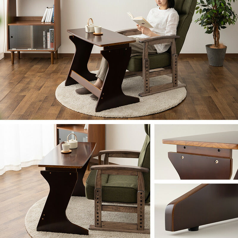 高座椅子用 テーブル デスク 幅80cm 長方形 木製 高さ調節可能 コンパクト 軽量 補助テーブル 一人用テーブル 食卓 机 作業台 天然木 高齢者 シニア 食事 介護 補助 ショールーム体験可