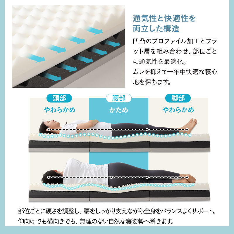 竹製 すのこベッド NAGINE ナギネ 凪寝 3つ折りマットレス 2点セット シングルサイズ 天然竹 バンブー 抗菌 調湿 脱臭 ベッドフレーム 折りたたみマットレス 高さ調節可能