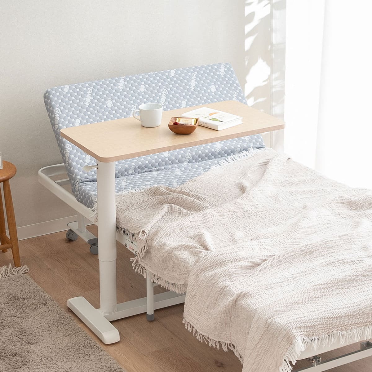 リフティングサイドテーブル 幅76cm 折りたたみ ガス圧昇降式 CIUDAD