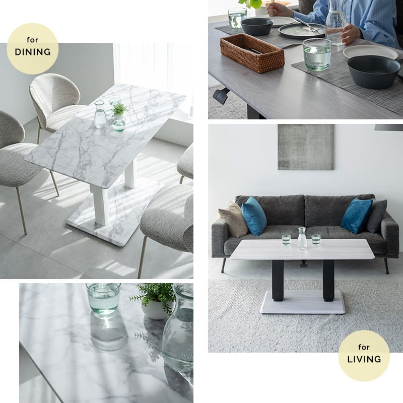 リフティングセンターテーブル 幅120cm ガス圧昇降式 二本脚