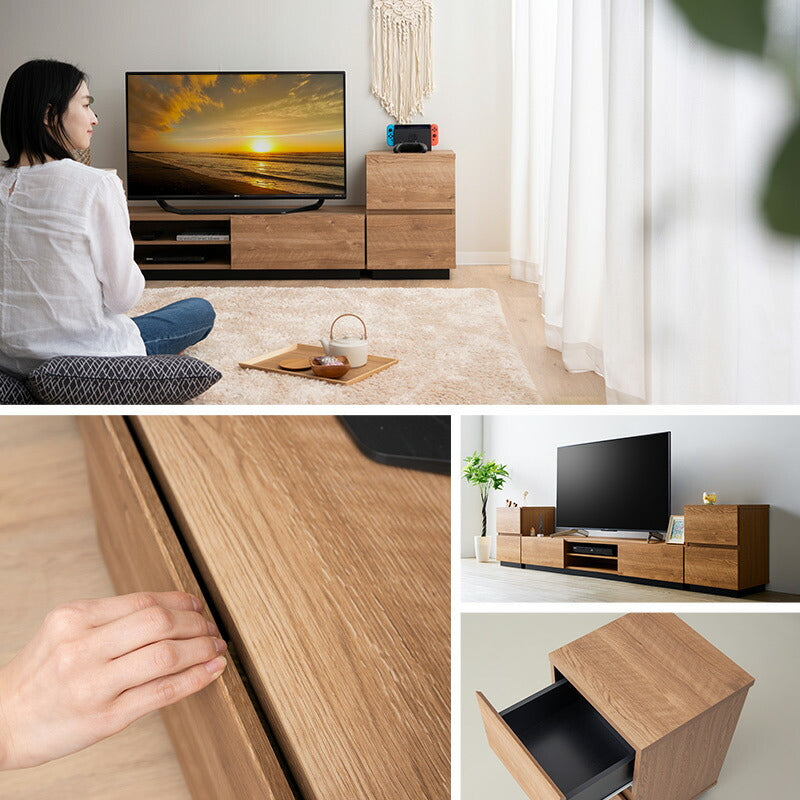 サイドチェスト 幅39cm 低め ロータイプ テレビボードと合わせて使う ローボードと合わせて使う チェスト キャビネット ラック ワゴン 木目調 引き出し収納 収納棚