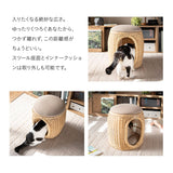キャットベッド スツール 猫 クッション付き ラタン 籐 天然素材 軽量 猫用ベッド ペットベッド 猫用 ペット用 隠れ家 寝床 椅子 スツール 腰掛け ペット用品