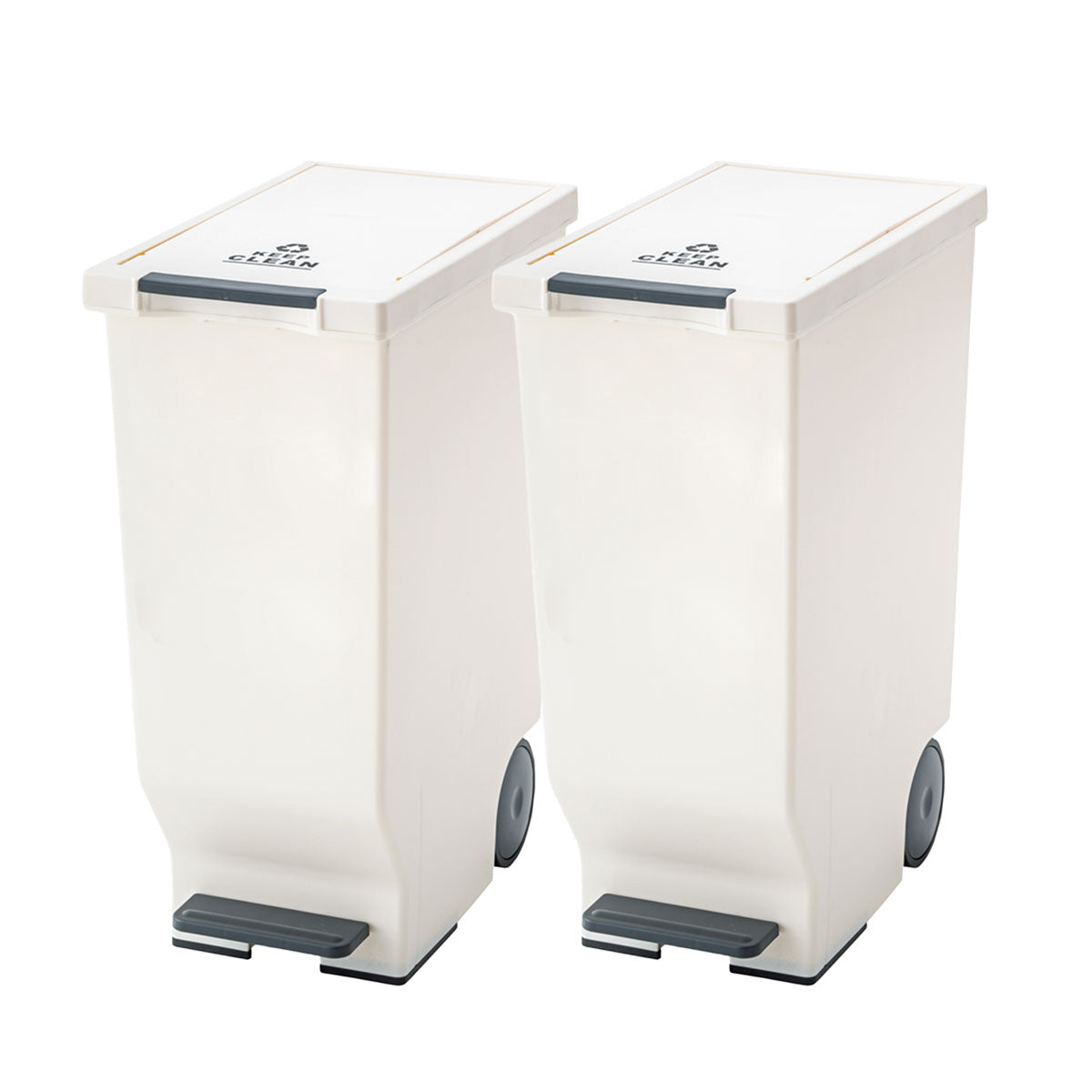 ペダル式 スライドダストボックス 45L 同色2個セット 日本製 角型 キャスター付き