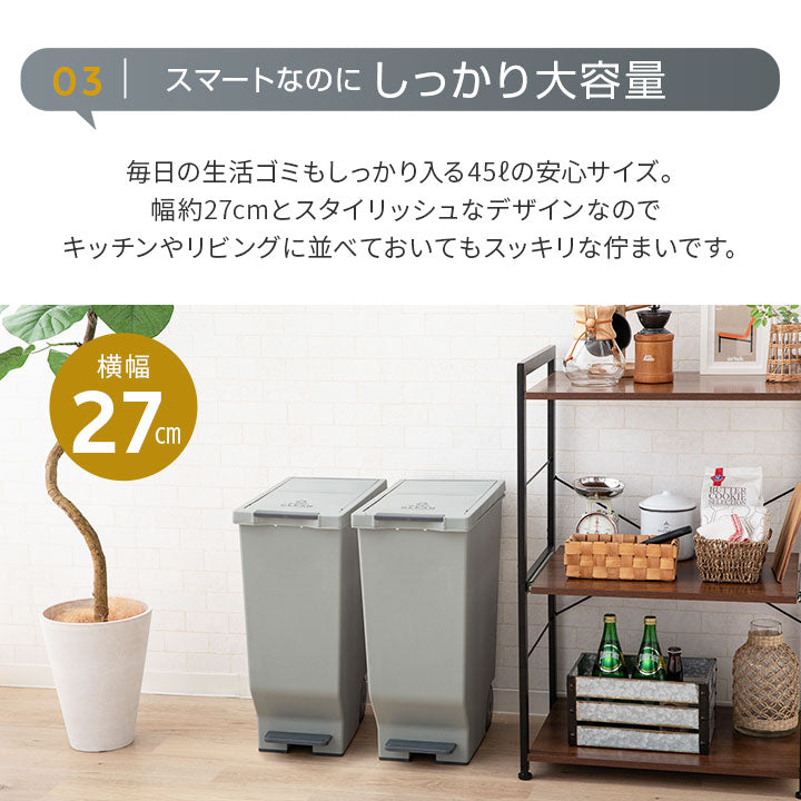 スライドダストボックス 45L ペダル式 同色2個セット 日本製│寝具
