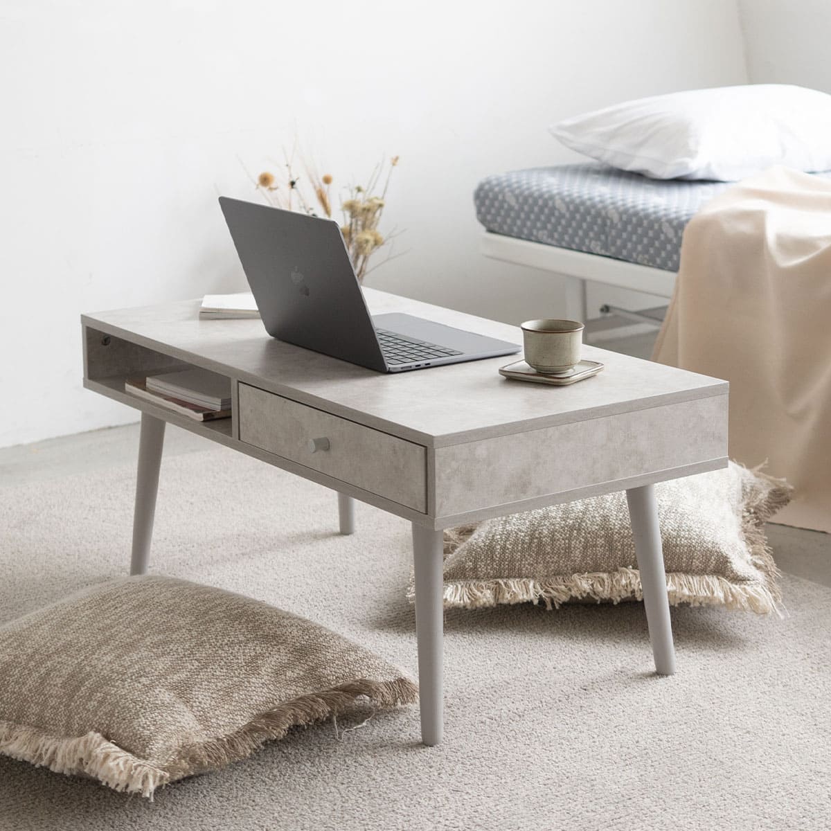 しまうテーブル 引き出し付き ローテーブル 木製家具 木目調