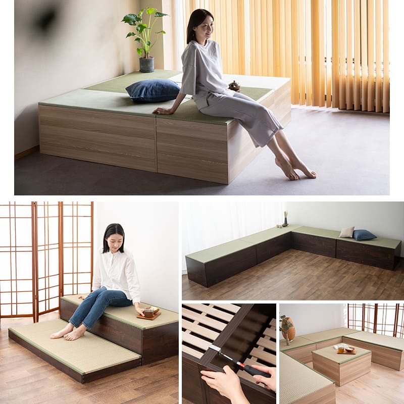 畳収納ユニット 小上がり 正方形 長方形 天然い草 桐スノコ | 寝具