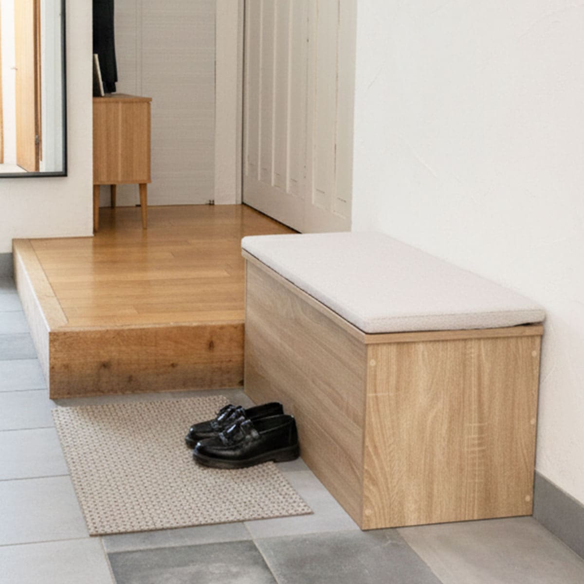 Toice】 収納ボックス 収納ベンチ 幅90cm 高さ45cm 木目 ベンチ