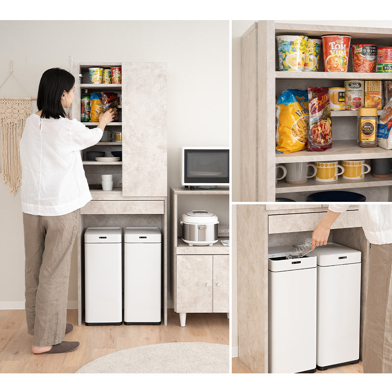 キッチンラック 幅60cm 引き出し付き 収納ラック ゴミ箱上ラック 食器棚 収納棚 キャビネット ラック 冷蔵庫 ゴミ箱 ごみ箱 ダストボックス ゴミ箱上収納 キッチン収納 収納家具