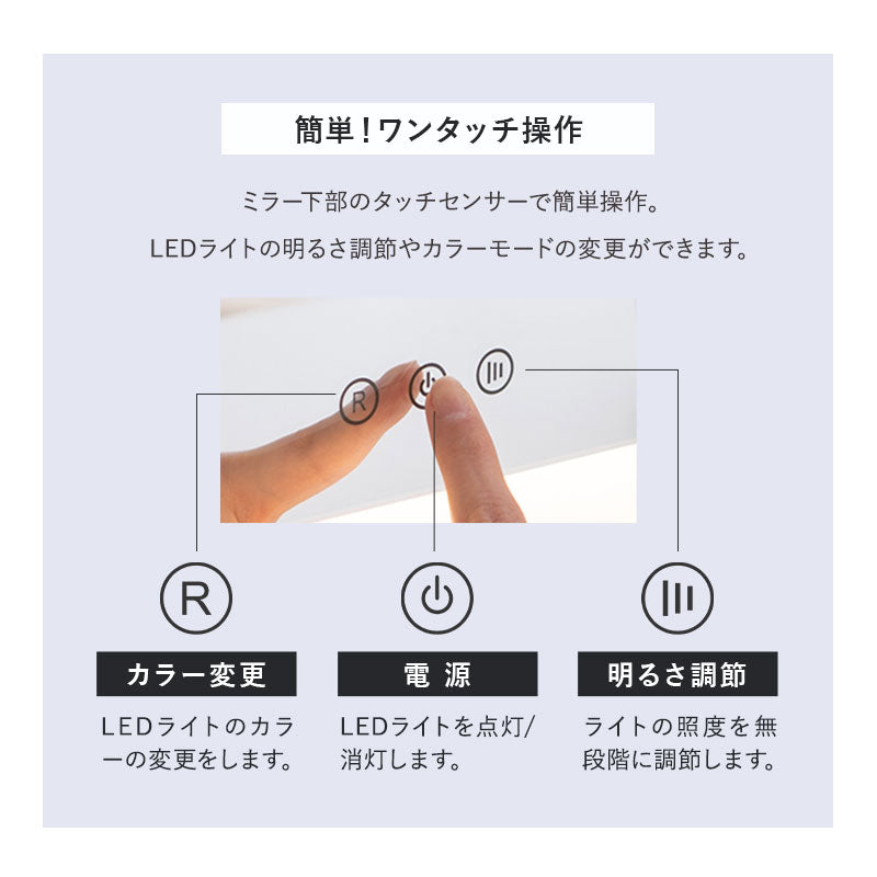 LEDライト付き ドレッサー 3点セット 幅70cm 鏡台 ドレッサーテーブル パソコンデスク スツール ハリウッドミラー 女優ミラー 椅子付き タッチパネル USBポート付き