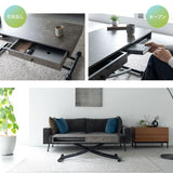 アルティラ Altira 収納付き 昇降テーブル 120×50 ストーングレー テーブル リビングテーブル ダイニングテーブル 高さ調整 モダン 幅120