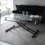 グラート Grato ガラストップ昇降テーブル 120×60 ストーングレー テーブル リビングテーブル ダイニングテーブル 高さ調整 モダン 幅120