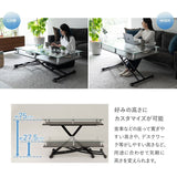 グラート Grato ガラストップ昇降テーブル 120×60 ストーングレー テーブル リビングテーブル ダイニングテーブル 高さ調整 モダン 幅120