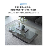 GREST グレスト 収納付きガラストップセンターテーブル 幅105cm 長方形 ストーン調 ローテーブル リビングテーブル ソファテーブル