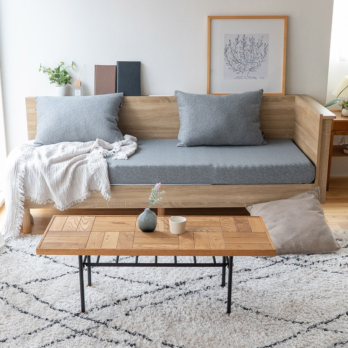 Liora リオラ L字型コーナーソファベッド 幅65cm コンパクトショート フレーム 3つ折りマットレス マットレスカバー カバー付きクッション コンパクトサイズ