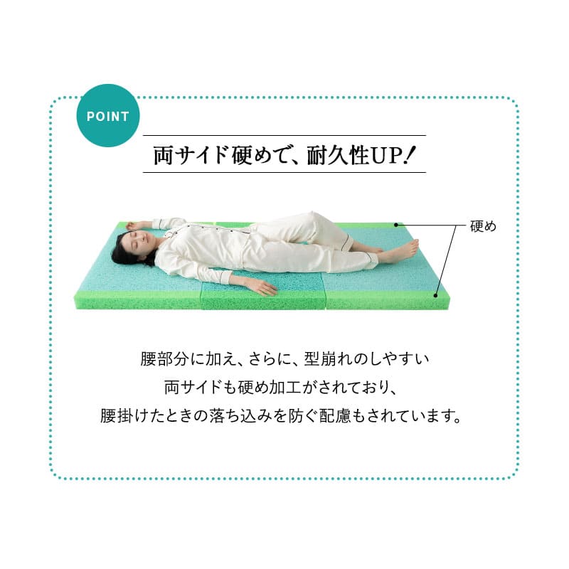 スカイブリージーマットレス 日本製 抗ウイルス 3つ折り 折りたたみ 高反発 3Dファイバー かため 洗える 丸洗い 清潔 通気性抜群 ショールーム体験可