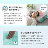 3Dファイバーまくら 通気性 日本製 抗ウイルス カバー付き 高さ調節シート付き 高反発 かため 洗える 丸洗い 清潔  コンパクト 小さめ