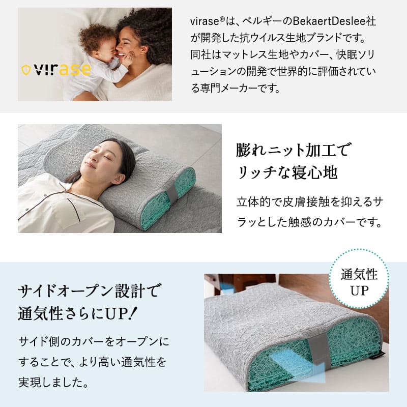 3Dファイバーまくら 通気性 日本製 抗ウイルス カバー付き 高さ調節シート付き 高反発 かため 洗える 丸洗い 清潔  コンパクト 小さめ