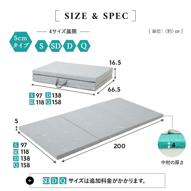 マットレス シングル ダブル クイーン 日本製 抗ウィルス 三つ折り 折りたたみ EMOOR マットレス シングル ダブル クイーン 日本製 抗ウィルス