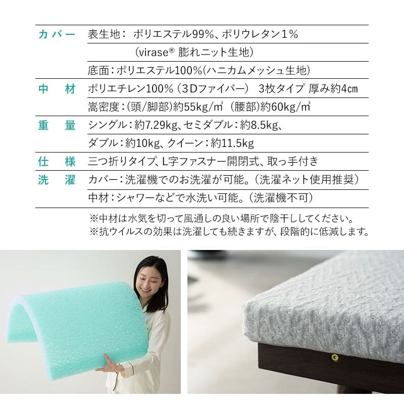 スカイブリージーマットレス シングル セミダブル ダブル クイーン 5cm