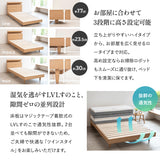 スタンダードベッド ORVA キャビネット オープンフレーム 3段階高さ調節可能 LED照明付き コンセント付き ベッドフレーム すのこ スノコ 調湿 高通気 湿気対策 カビ対策 シングル ダブル クイーン