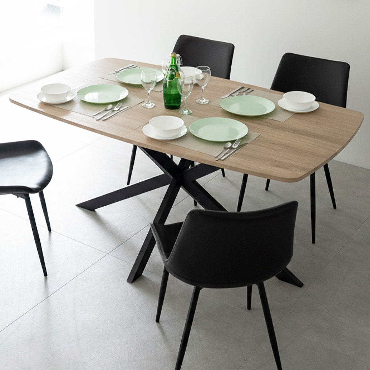 ダイニングテーブル 食卓テーブル 幅160～200cm 伸長式 長方形 センターテーブル リビングテーブル 木目調 スチール脚 食卓用 リビング ダイニング