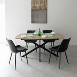 ダイニング5点セット ダイニングセット 幅160-200cm 伸長式 長方形 4人掛け 拡張機能付きテーブル レザー調チェア 食卓用 木目調 合成皮革 リビング ダイニング