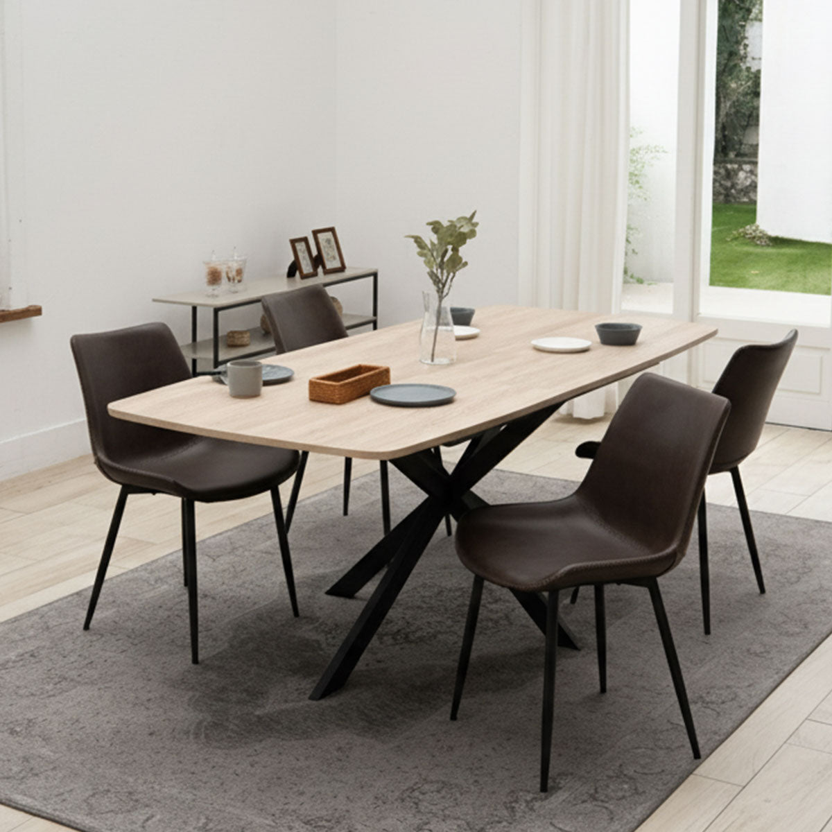 Expanor】 ダイニング5点セット 4人掛け 伸長式 幅160-200cm 拡張機能