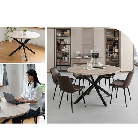 ダイニング5点セット NOLDE ダイニングセット 幅115cm 伸長式 円形 丸形 ラウンド 4人掛け リビング ダイニング オーク 黒 ブラック ブラウン ダイニングテーブル ダイニングチェア 机 椅子