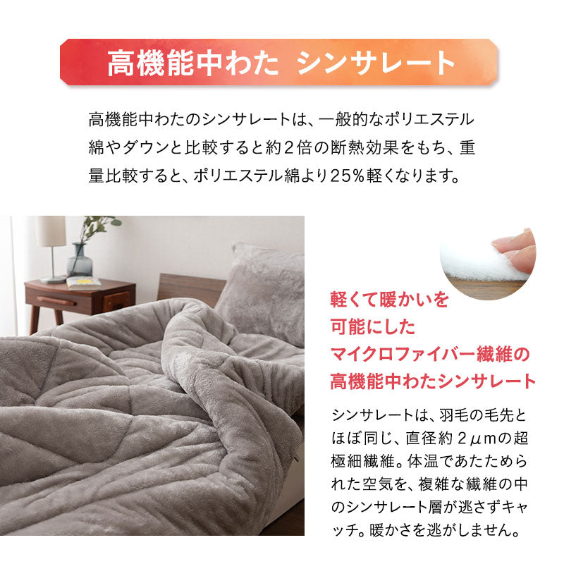 掛け布団 シングル 発熱わた入り 掛布団 わた入り 綿入り シンサレート 静電気防止 極暖 +2℃ 吸湿発熱 あったか 秋 冬 防寒対策 寒さ対策 冷え対策