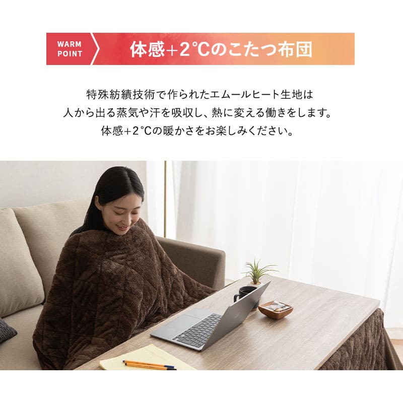 EMOOR HEAT エムールヒート ハイタイプ こたつ掛け布団 幅80cm 幅120cm 長方形 こたつ布団 極暖 +2℃ 吸湿発熱
