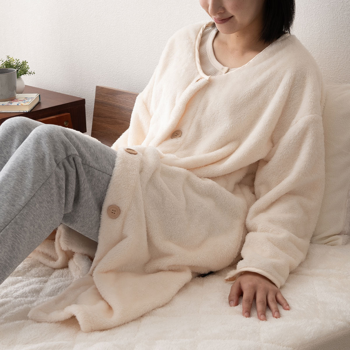 着る毛布 フリーサイズ 105cm丈 ガウンコート ルームウェア 部屋着 ブランケット