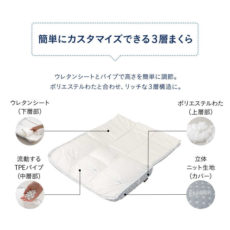 セルフオーダーピロー 枕 まくら パイプ わた オーダーメイド カスタマイズ 高さ調節 手洗いOK 体圧分散 寝返り 寝心地 肩こり 腰痛 頭痛