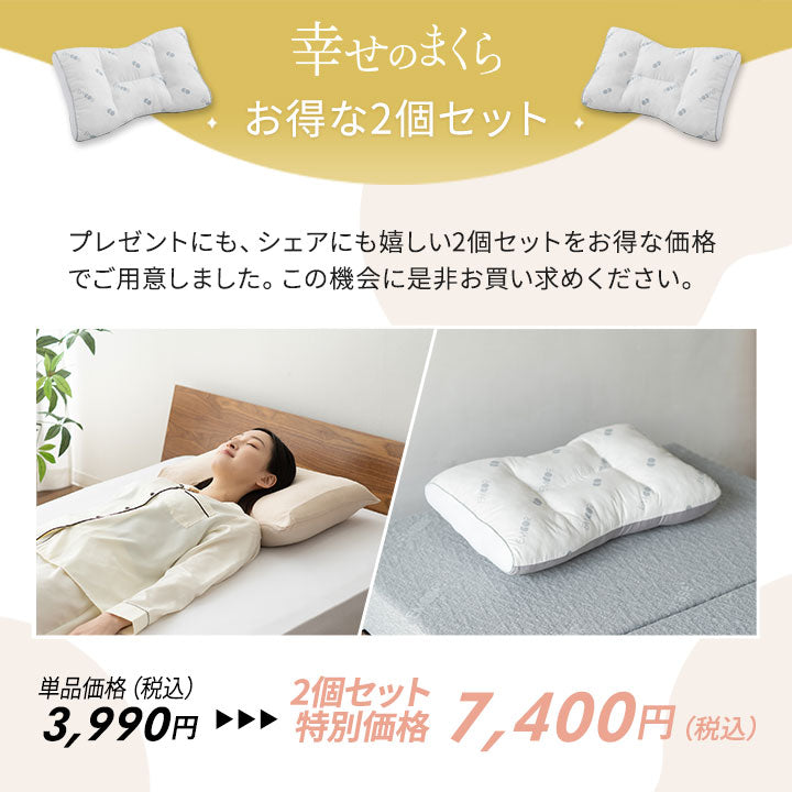 幸せのまくら 2個セット ビーズ枕 カバー付き 洗える 抗菌防臭