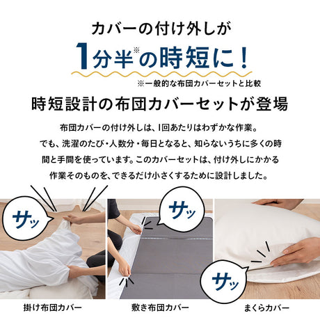 布団カバー 3点セット シングル セミダブル ダブル 時短 ファスナーレス 掛け布団カバー 敷き布団カバー マットレスカバー 枕カバー ピローケース シーツ 無地 布団 民泊 ゲストハウス ホテル 旅館 宿泊施設 洗い換え 交換 白 ホワイト