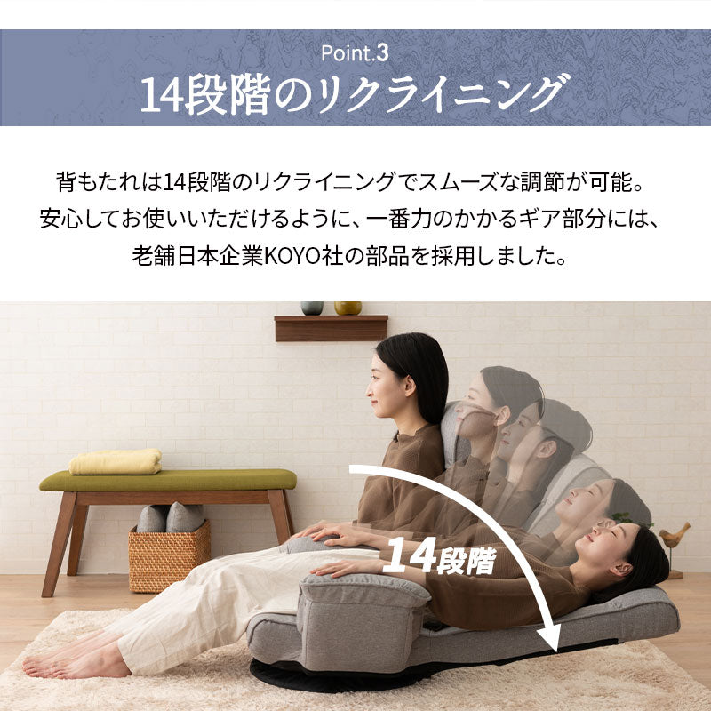 エムール ポケットコイル回転座椅子 グレー ea-0615-gy EMOOR（エムール） 回転座椅子 座椅子 リクライニングチェア 完成品