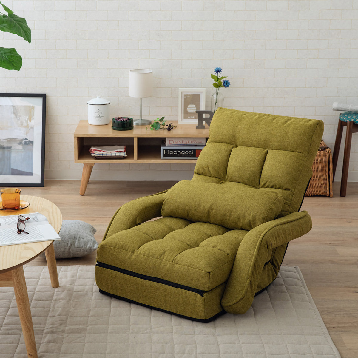 美品　EMOOR エムール 肘付きオットマン座椅子 肘付きオットマン座椅子 Mollet モレット 1人用 14段階